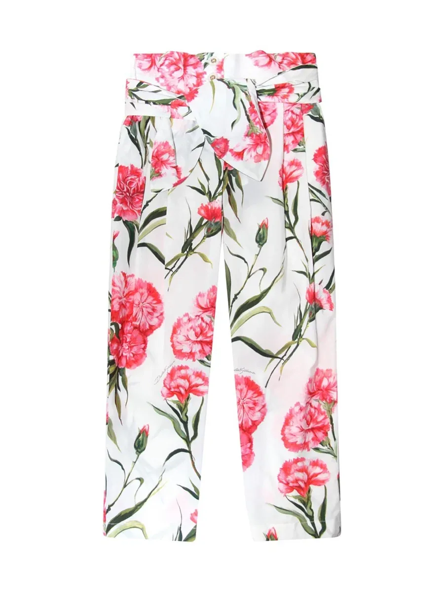Carnation Cotton Trousers by Dolce & Gabbana