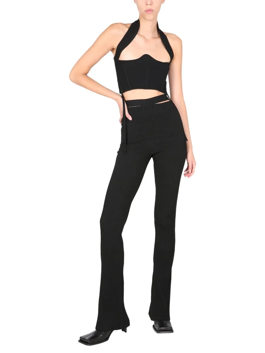 Ribbed with Cut-Out Belt Trousers by AndreāDamo
