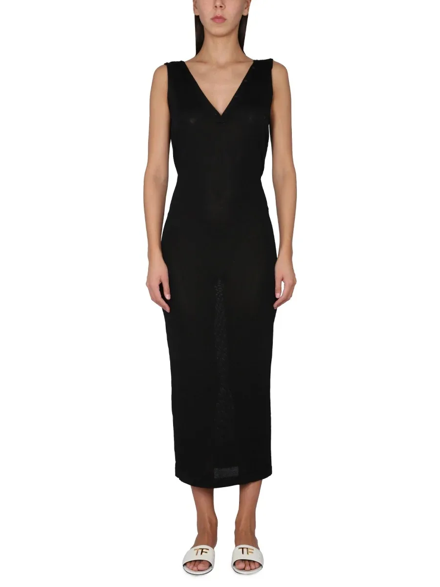 V-Neck Viscose Dress
