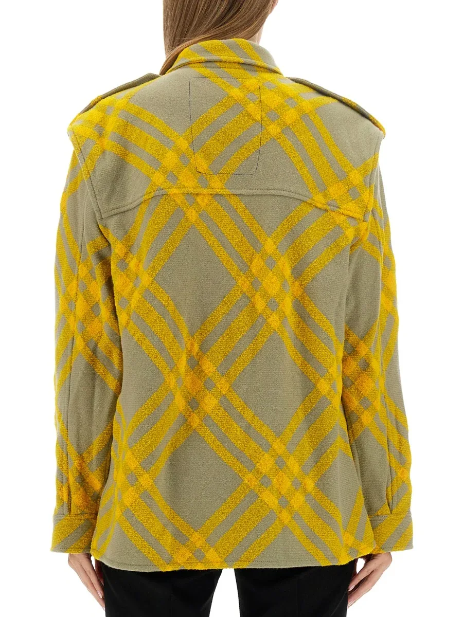 Check Pattern Wool Blend Shirt by Burberry