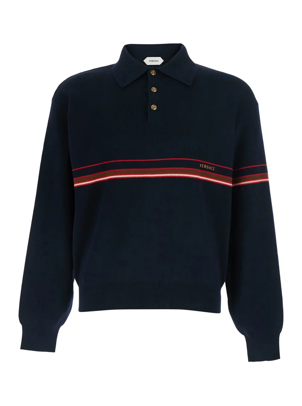 Striped Cotton Polo Shirt by Versace