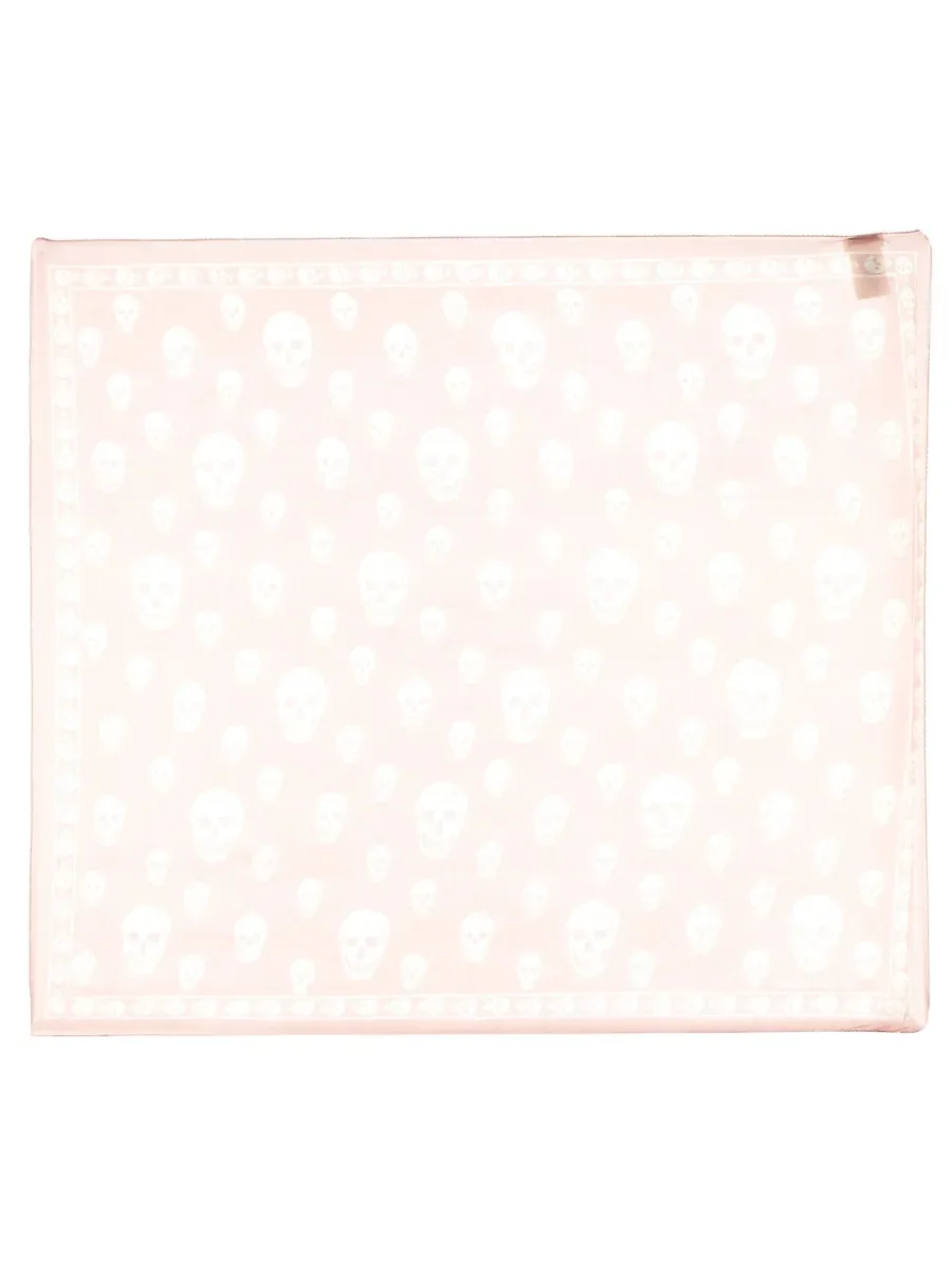 Hand-Sewn Skull Motif Silk Scarf by alexander mcqueen
