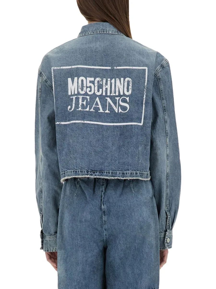 Cropped Denim Cotton Jacket by Moschino