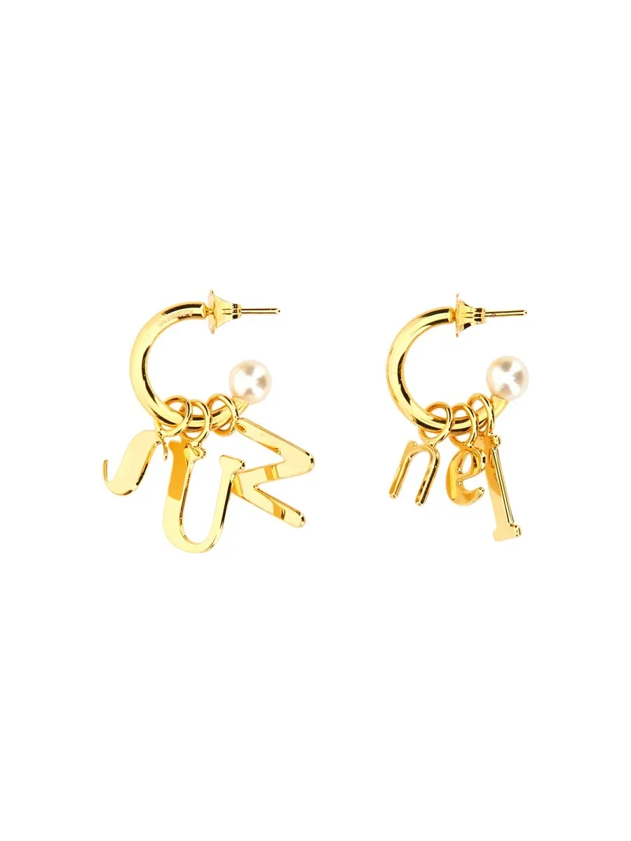 Lettering Logo Dangle Earrings by Sunnei