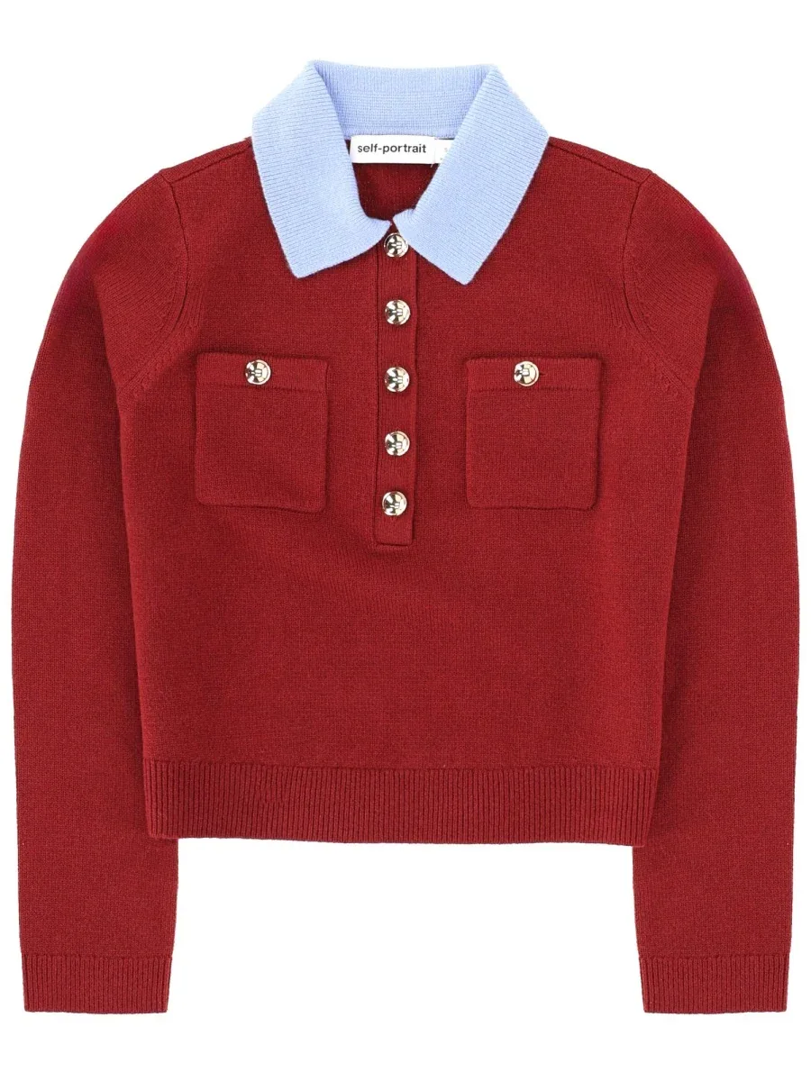 Wool and Alpaca Blend Polo Top by Self-Portrait