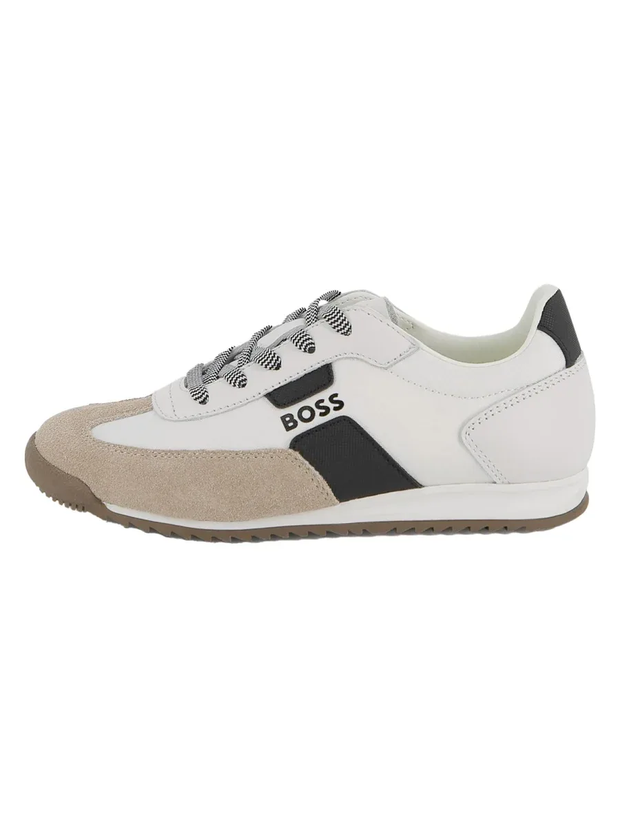Logo-Embellished Leather Trimmed Sneaker by Hugo Boss