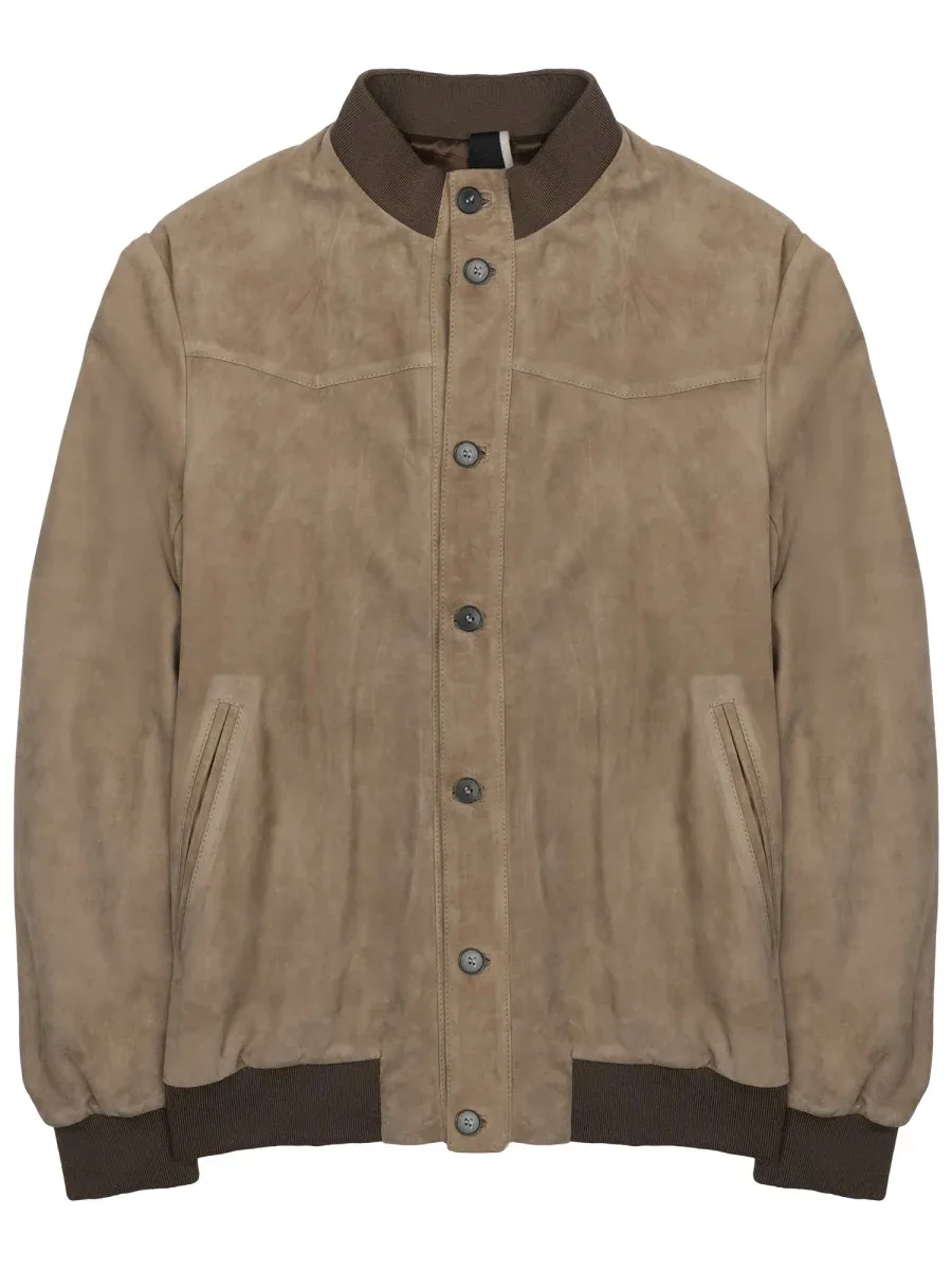 Suede Leather Bomber Jacket