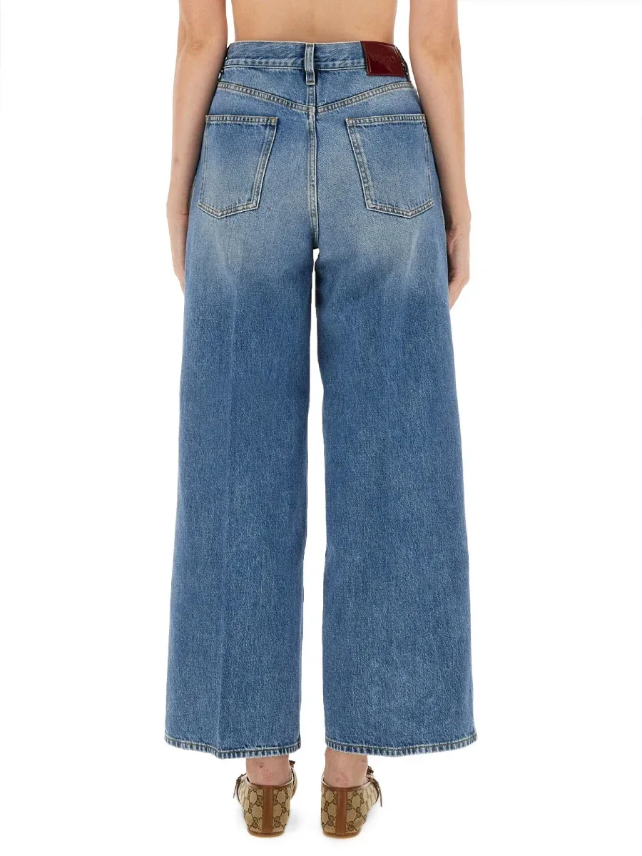 Wide-Leg Cotton Jeans by Gucci
