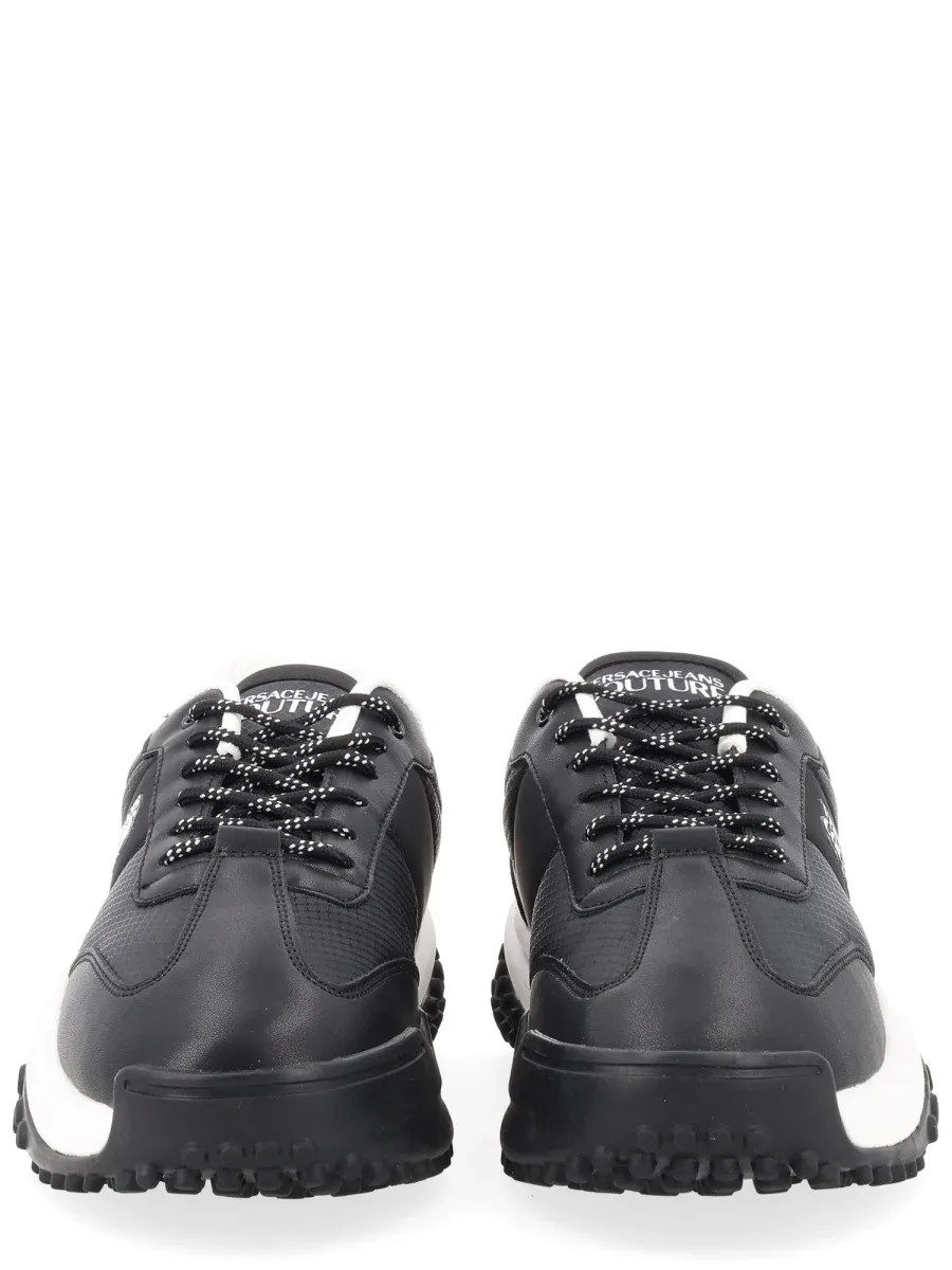 Logo-Embroidered Leather Mix Sneakers by Versace Jeans Couture