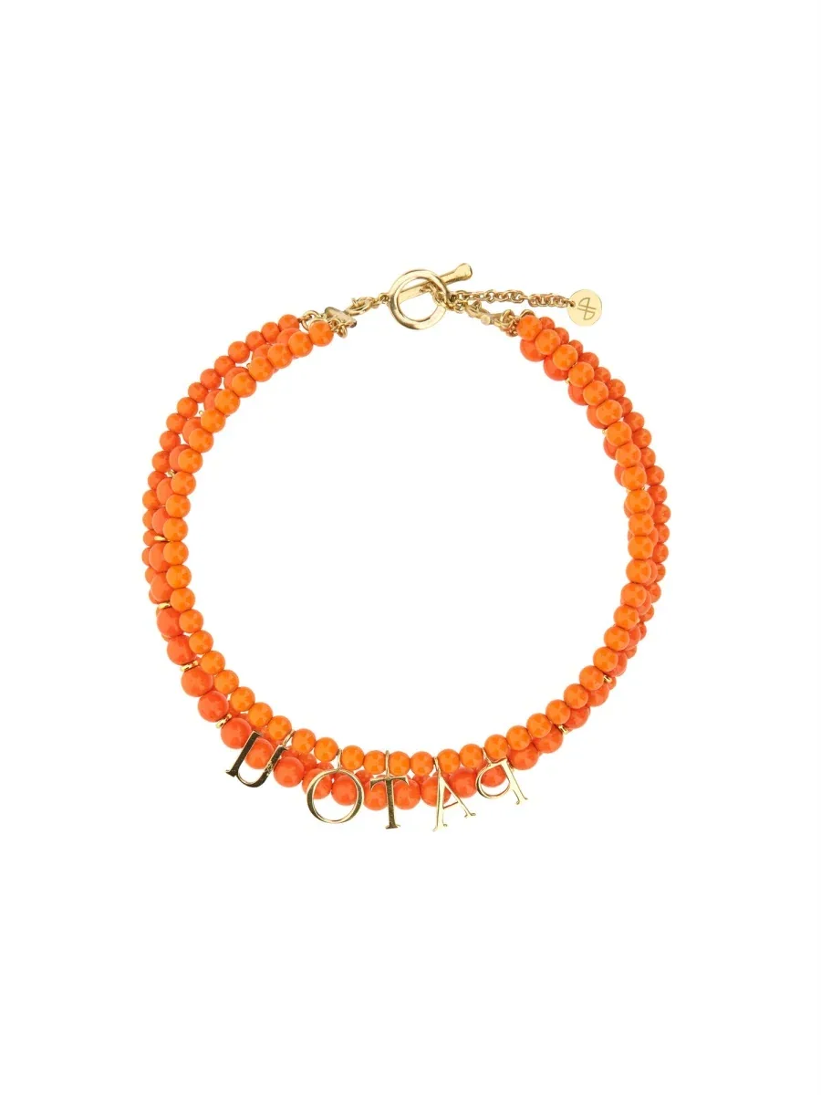 Glass and Brass Bead Necklace by Patou