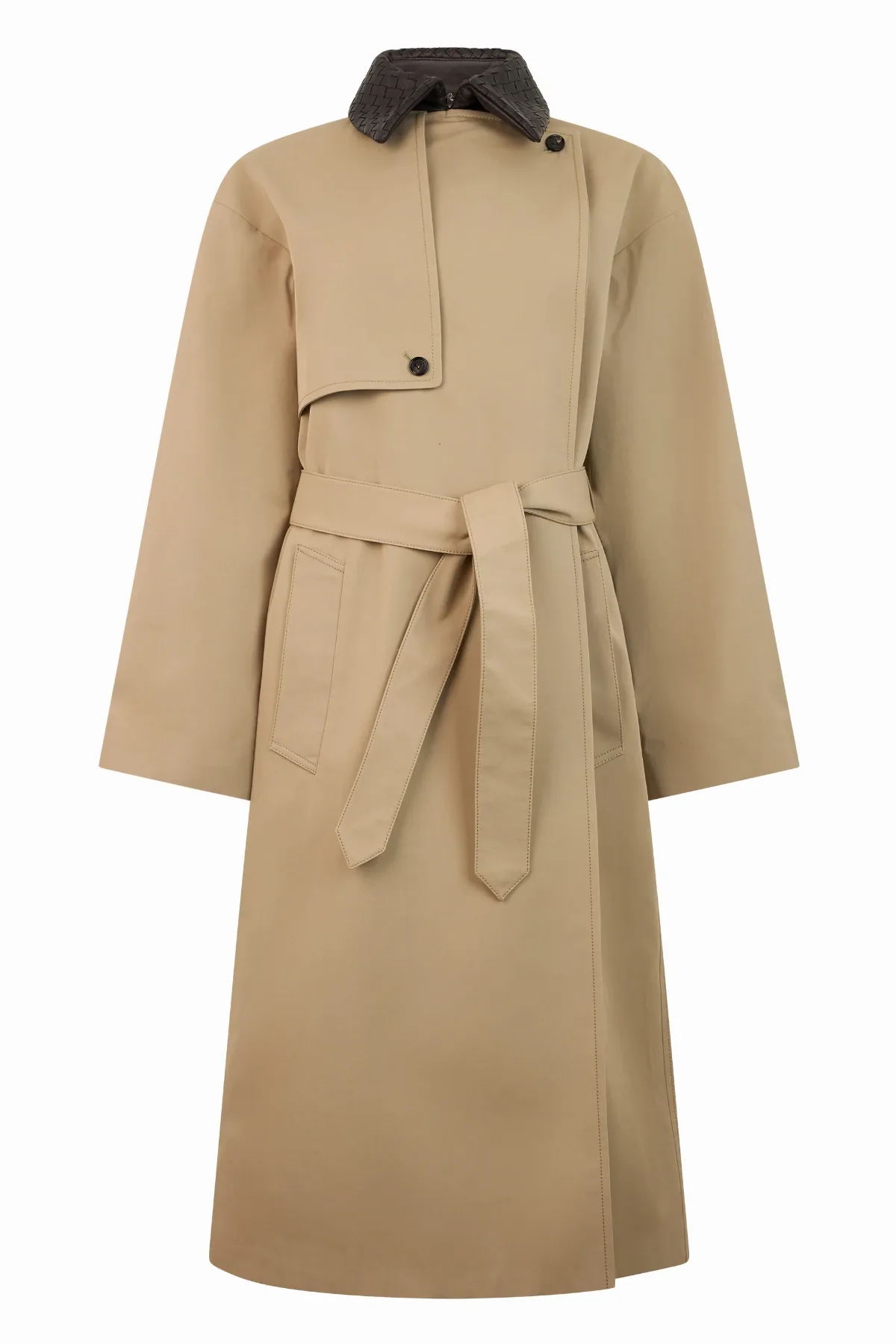 Woven Collar Cotton Trench Coat by Bottega Veneta