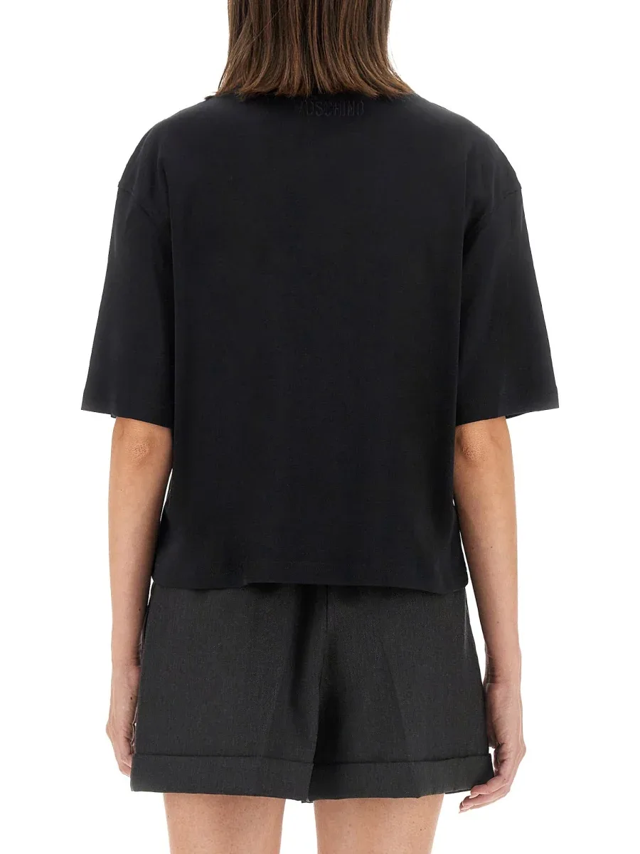Logo-Embroidered Cropped T-Shirt by Moschino
