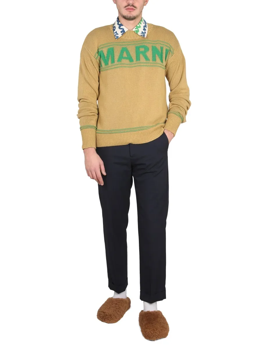 Logo Cotton Knit Sweatshirt by Marni