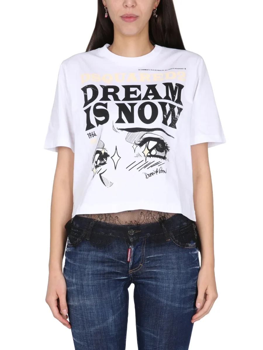 Logo-Printed Cropped Cotton T-Shirt by Dsquared2
