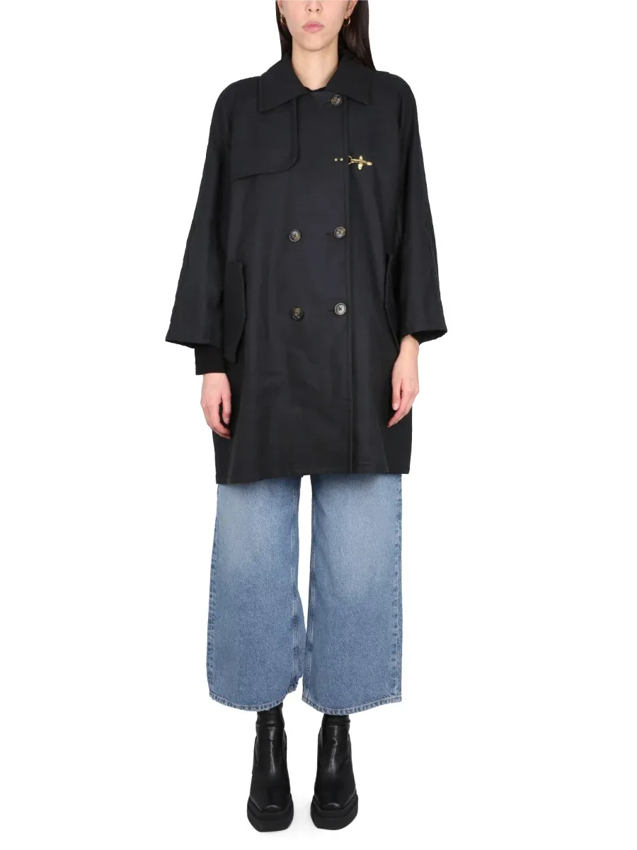 Double-Breasted Cotton-Linen Trench Coat by Fay