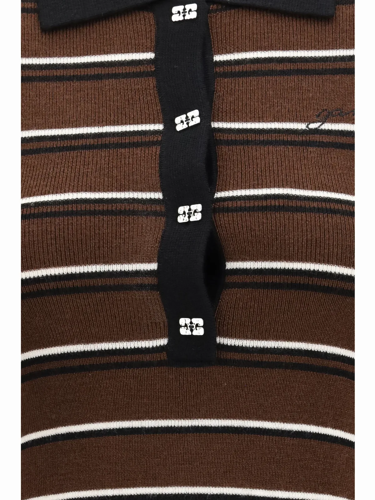 Striped Merino Polo Dress by Ganni