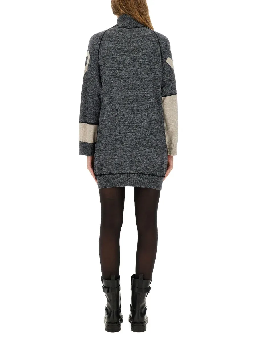 Virgin Wool Inlaid Dress by Moschino
