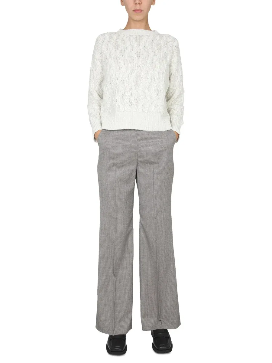 Micro Houndstooth Virgin Wool Trousers by Fabiana Filippi
