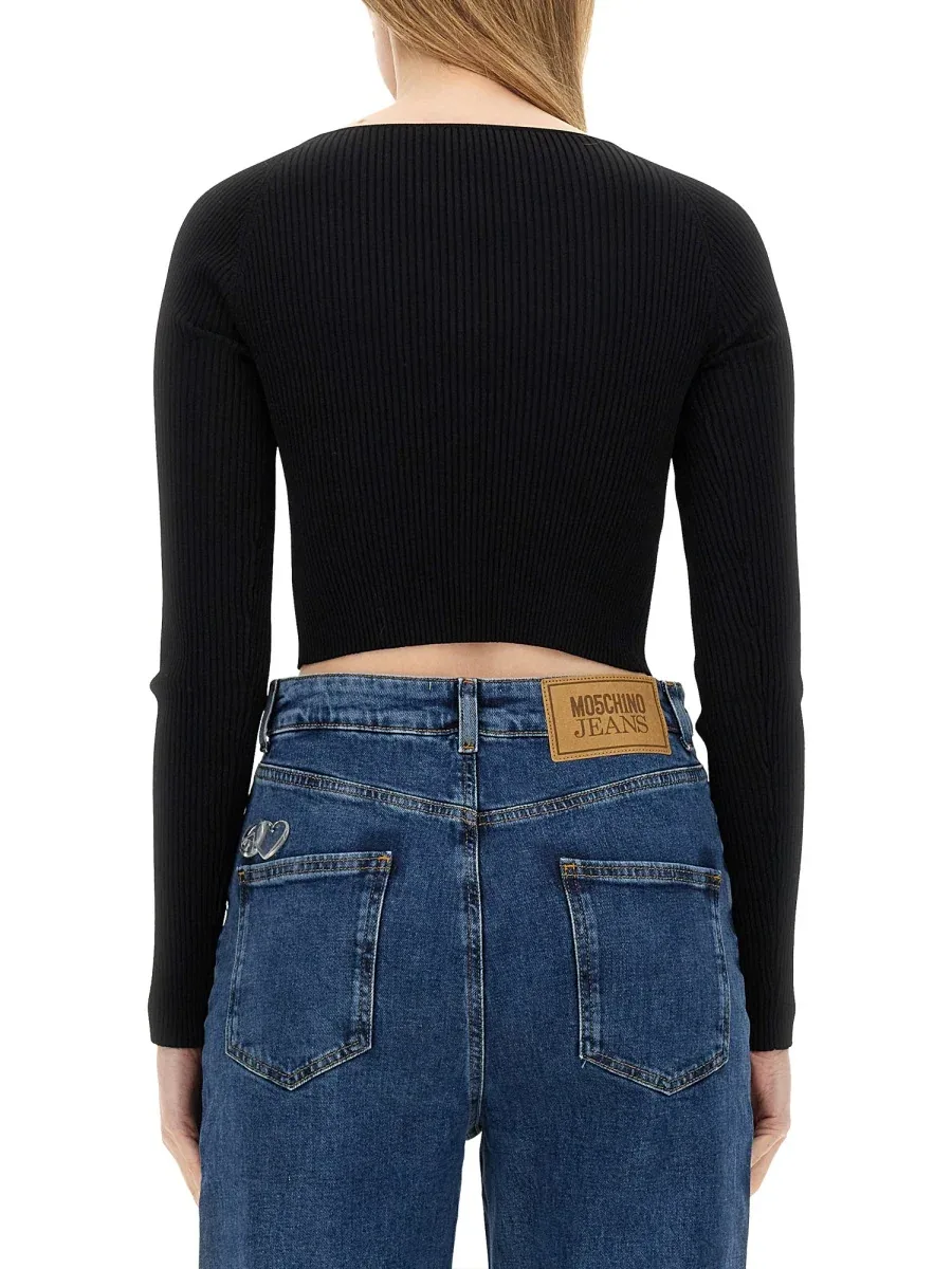 Ribbed Viscose Crop Top by Moschino