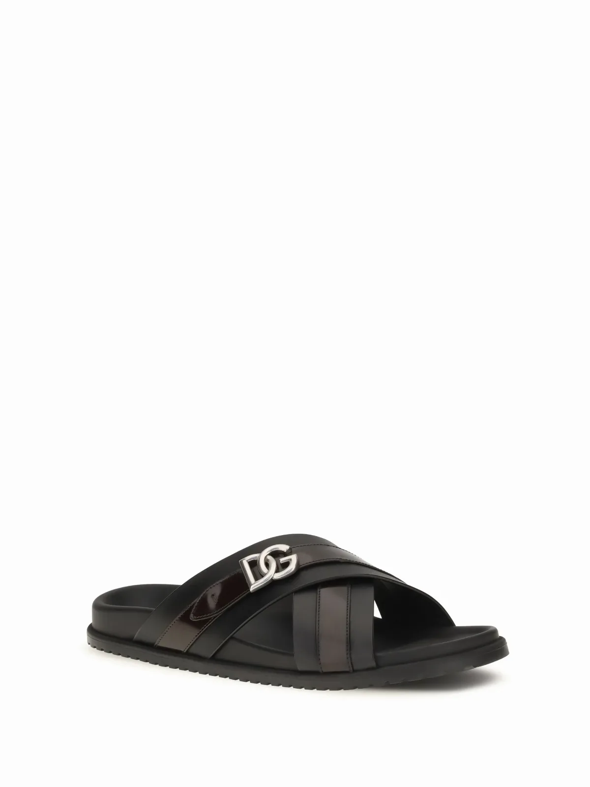 Calf Leather DG Logo Slide Sandals by Dolce & Gabbana