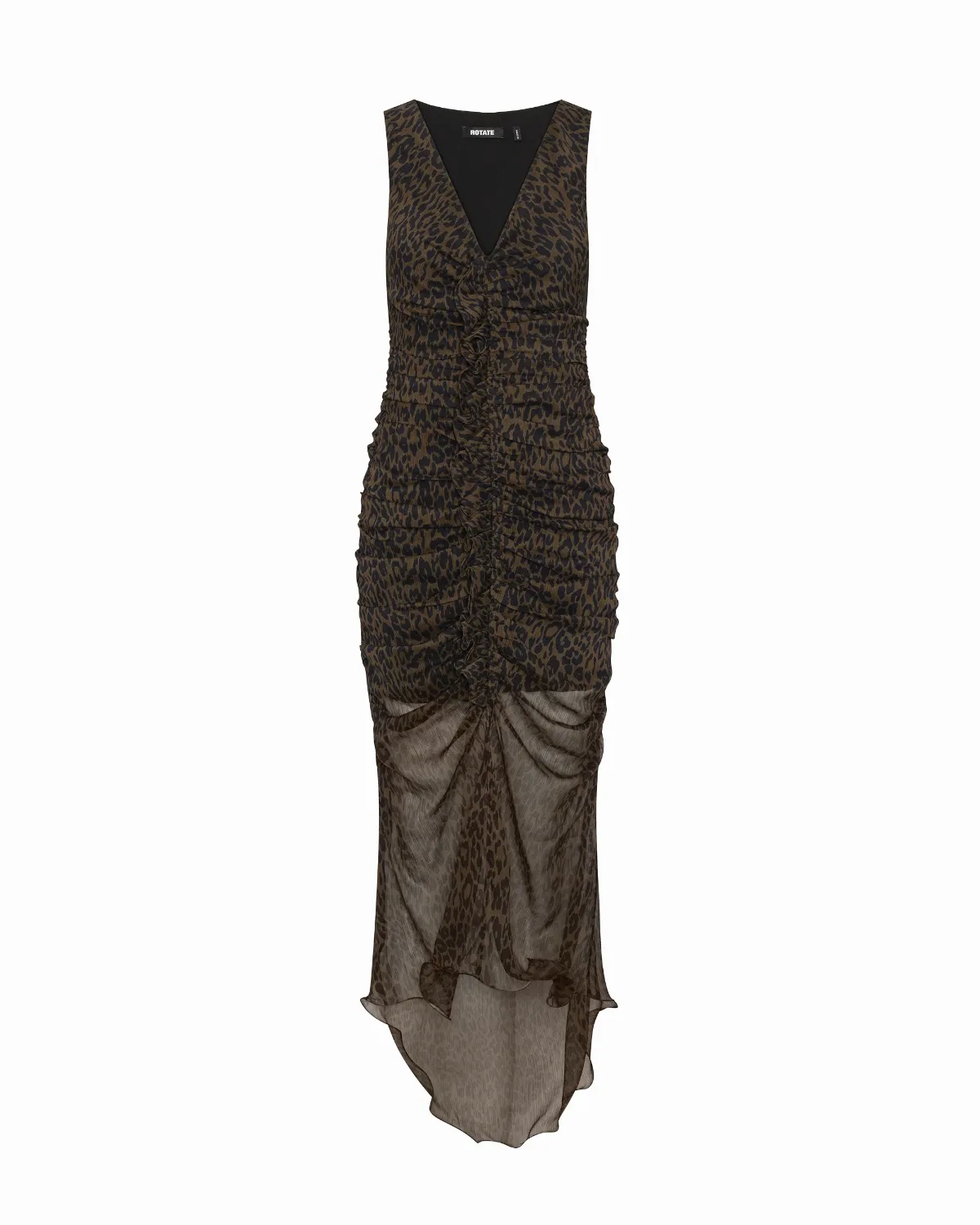 Ruched Leopard-Print Overlay Dress by Rotate Birger Christensen