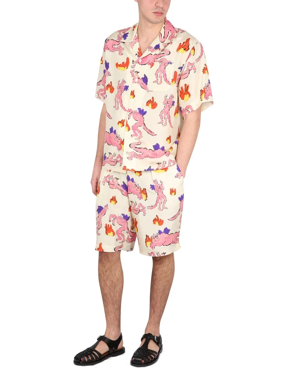 Silk Print Bermuda Shorts by Marni