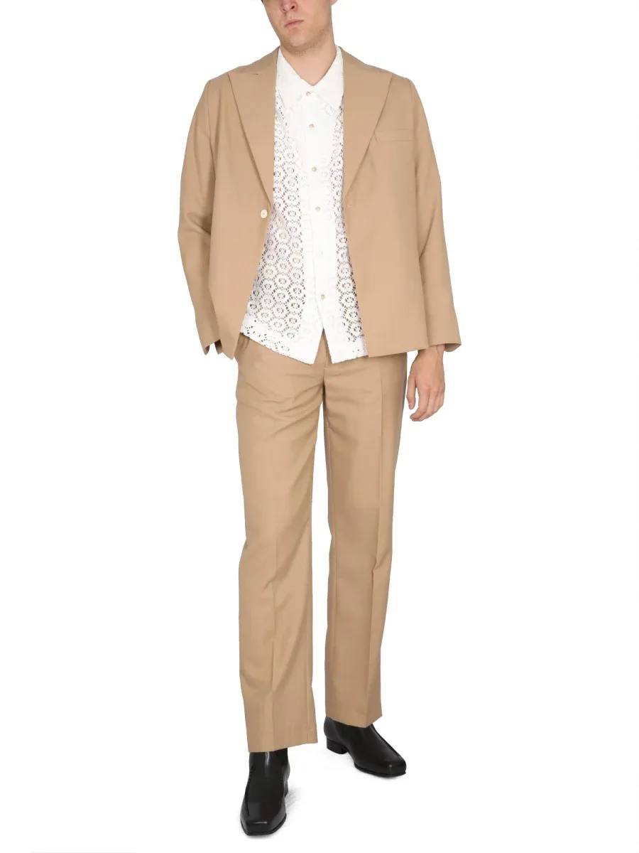 Peaked Lapel Wool-Polyester Blazer by SéFr