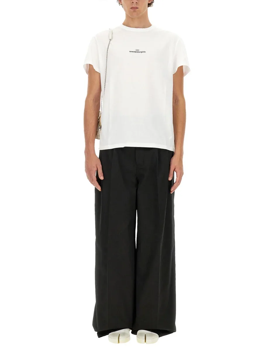 Distorted Logo Print T-Shirt by Maison Margiela