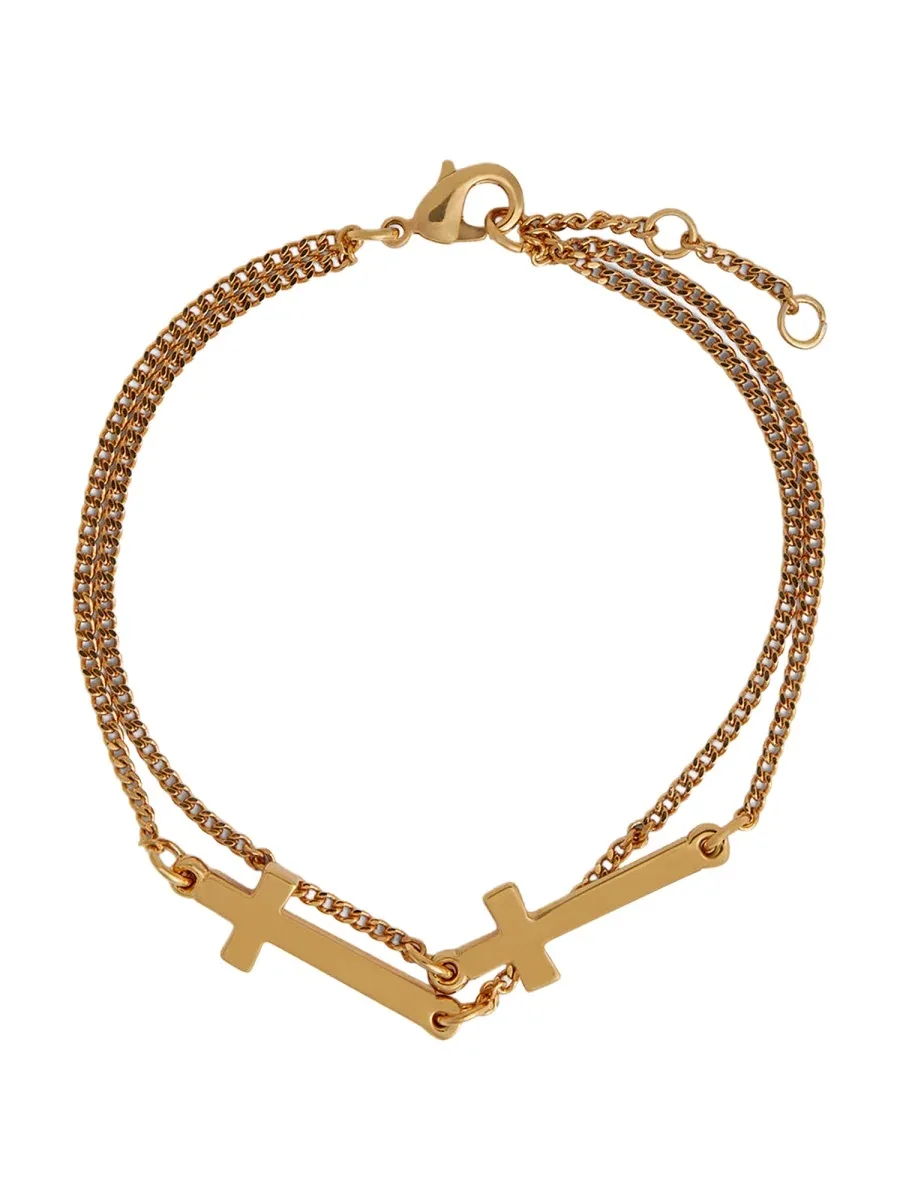 Cross Pendant Brass Bracelet by Dsquared2