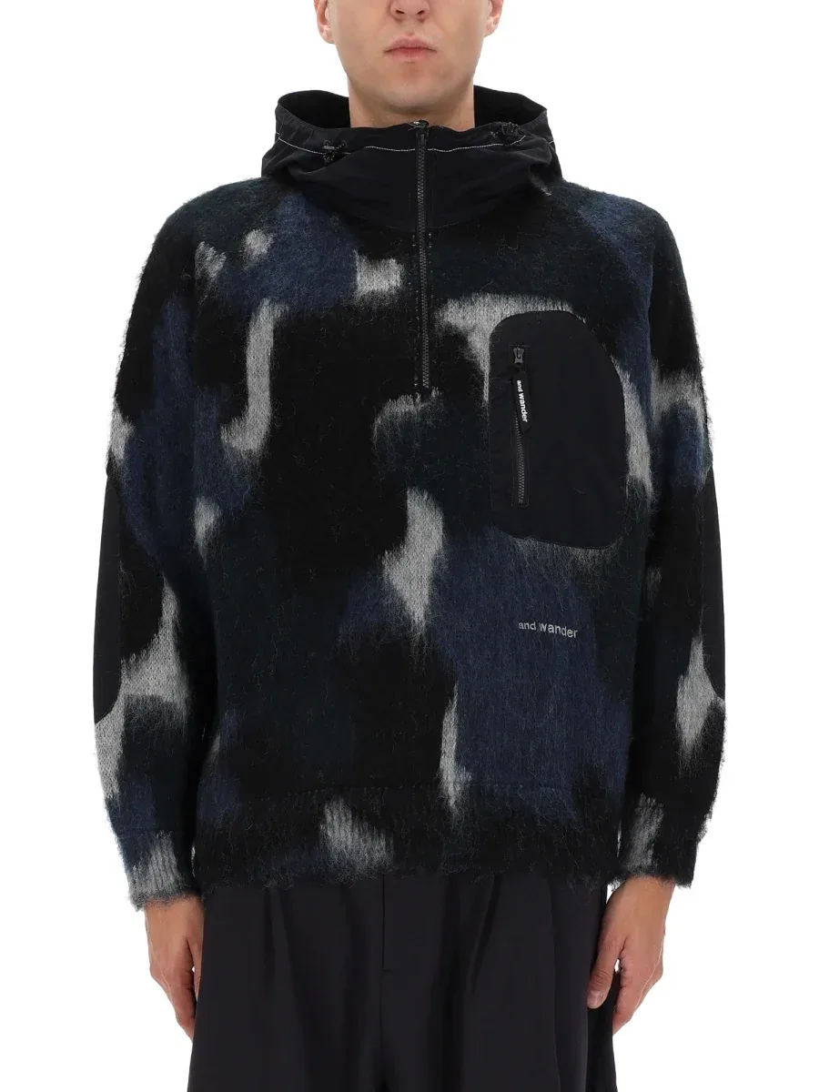 Zipper Hooded Sweater by And Wander