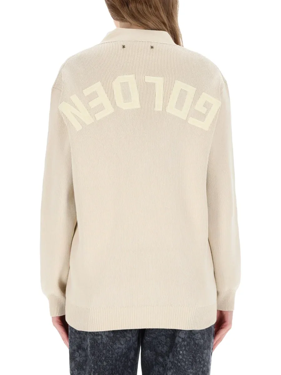 Logo-Embroidered Cotton Blend Cardigan by Golden Goose
