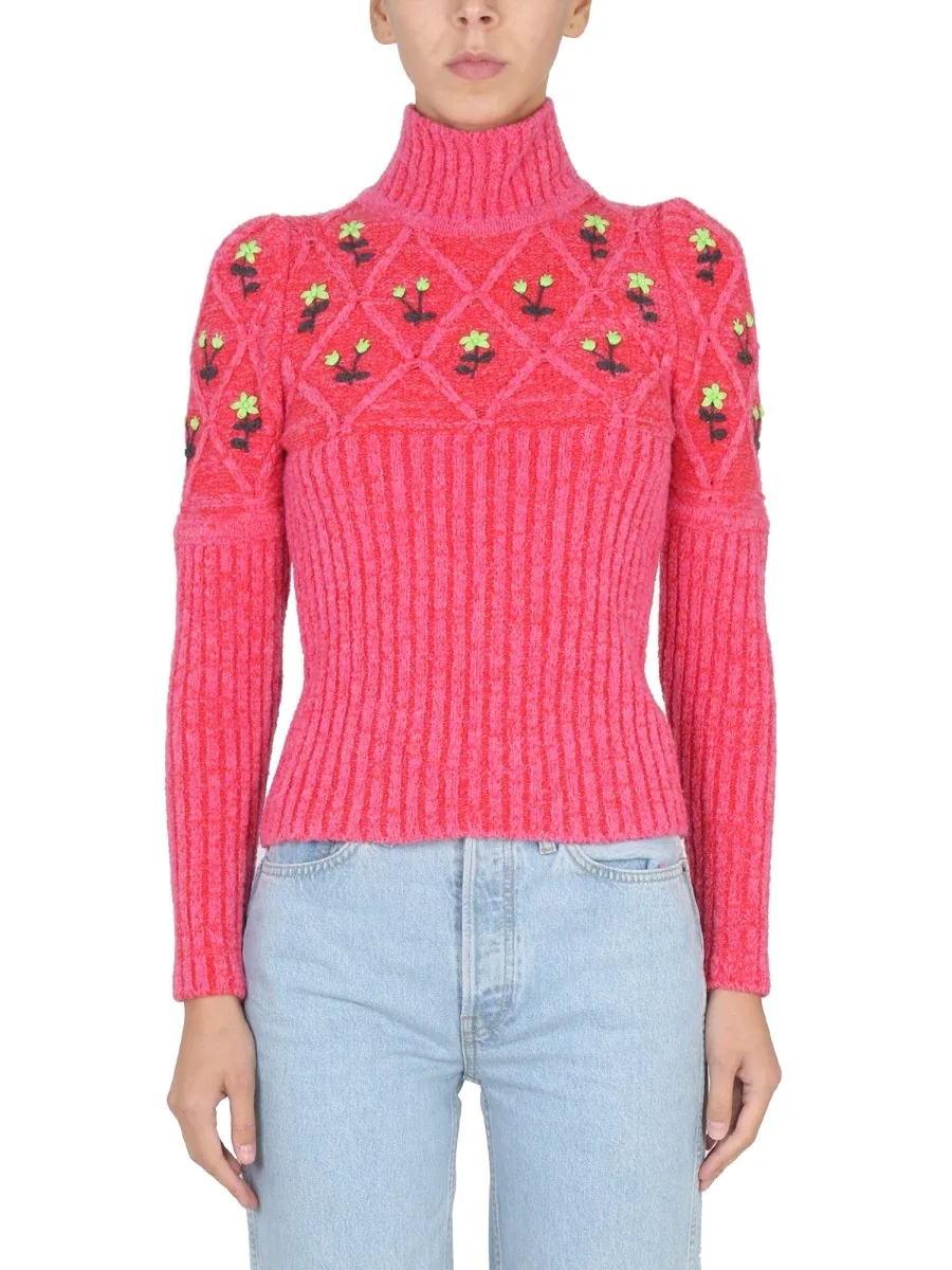 Floral Embroidery Sweater by Cormio