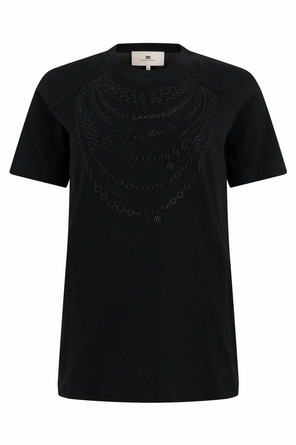 Chain-Print Cotton T-Shirt by Elisabetta Franchi