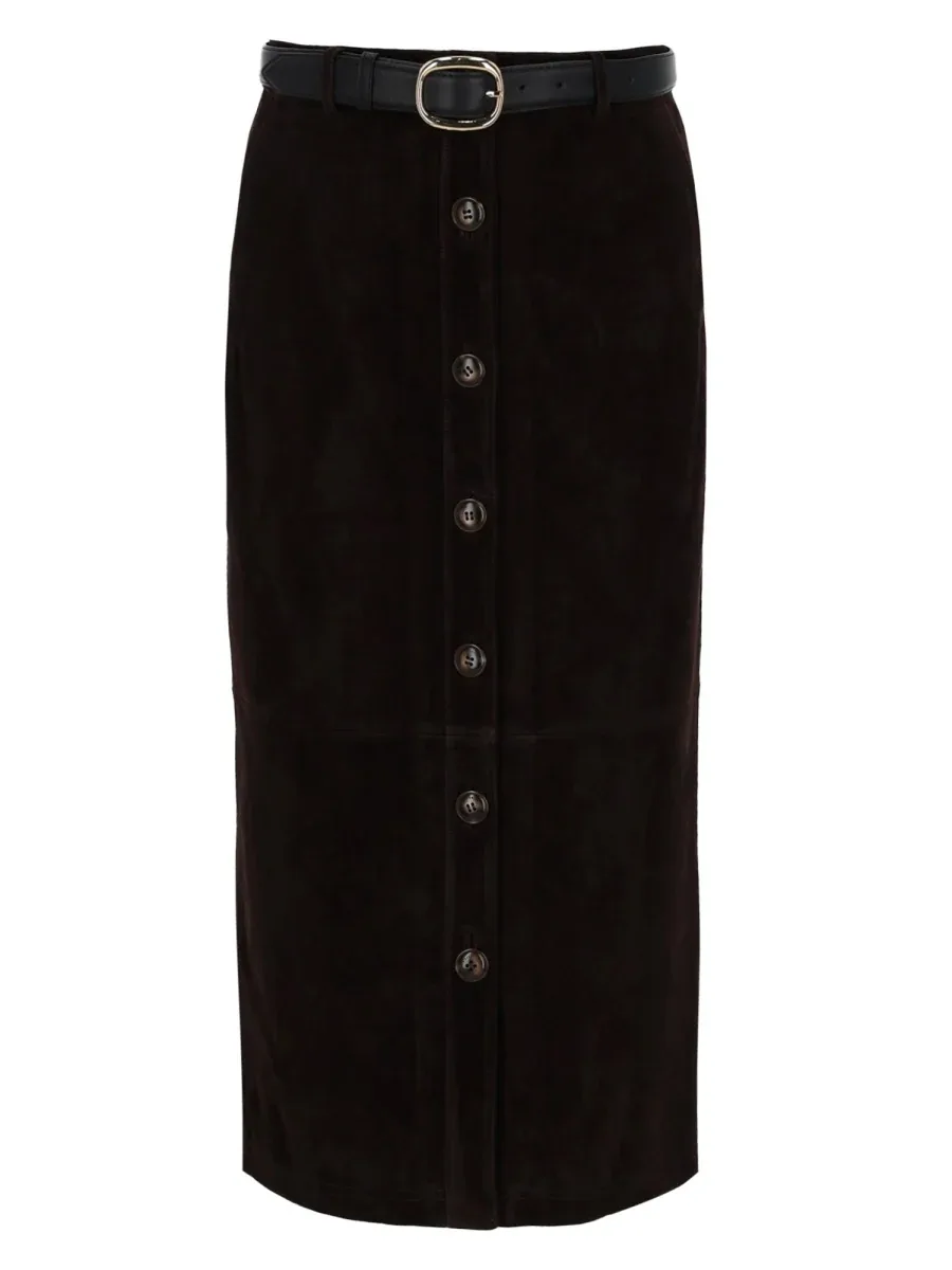 Suede Lamb Leather Skirt by Self-Portrait