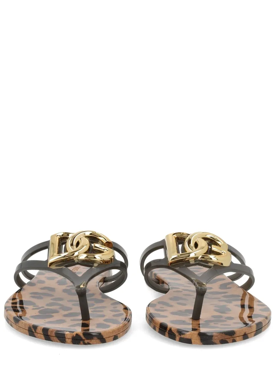 Logo-Embroidered Slide Sandals by Dolce & Gabbana