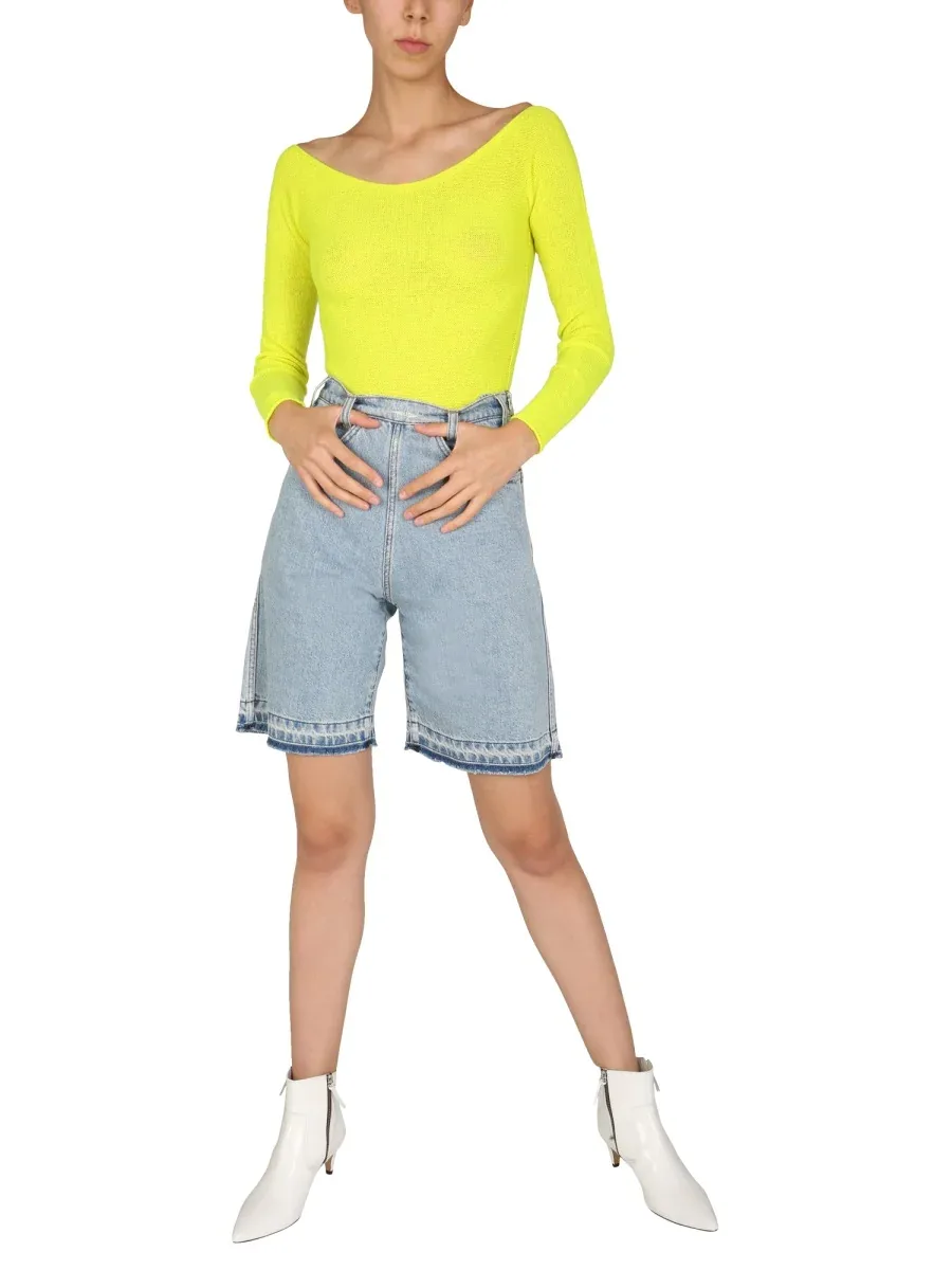 Cotton Denim Bermuda Short by Philosophy Di Lorenzo Serafini