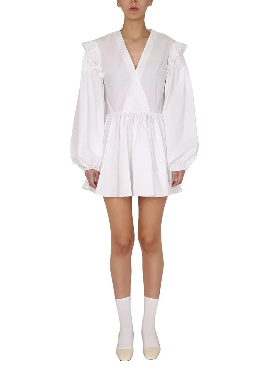 V-Neck Balloon Sleeve Dress by Patou