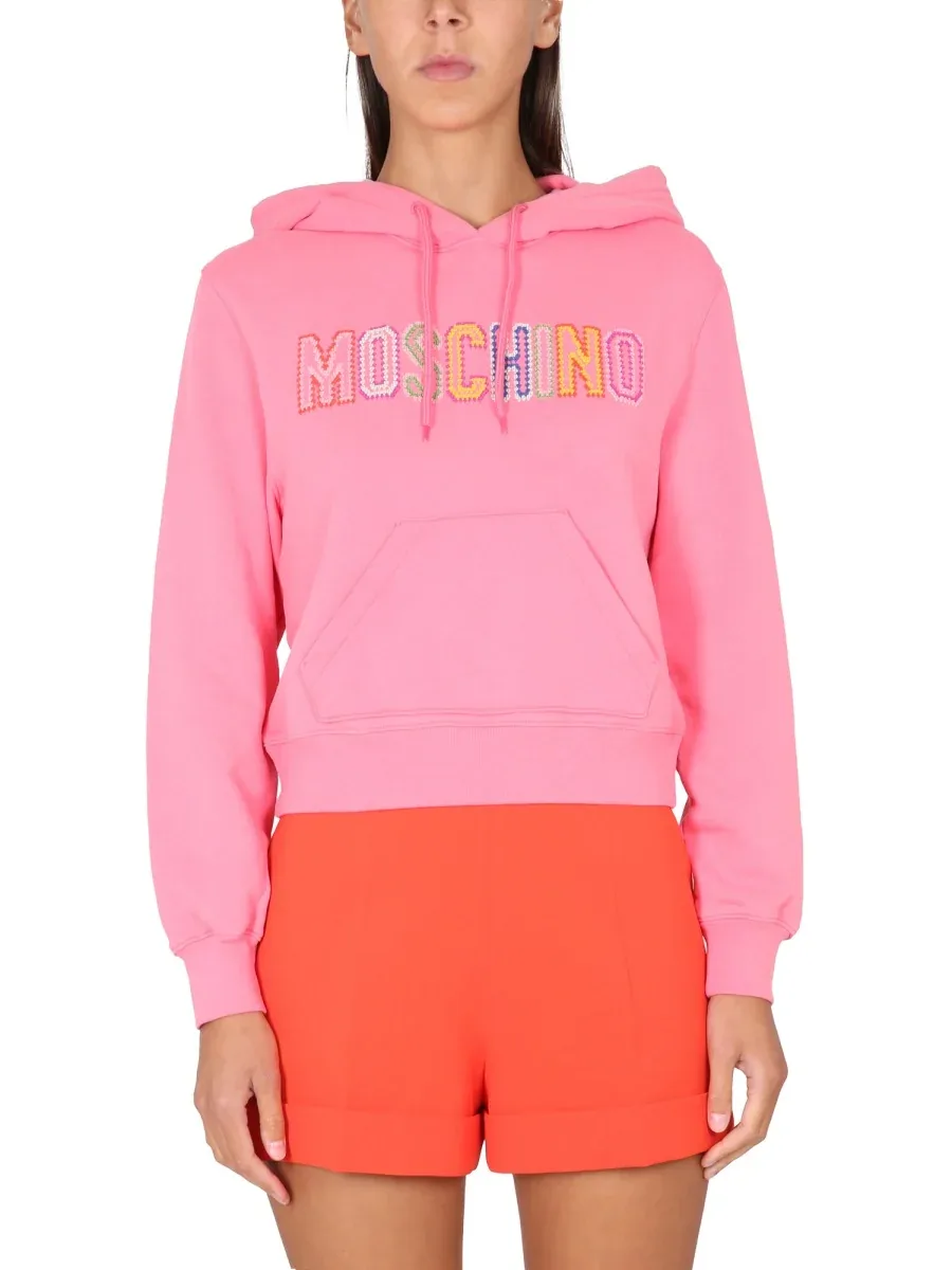 Logo Crochet Sweatshirt by Moschino