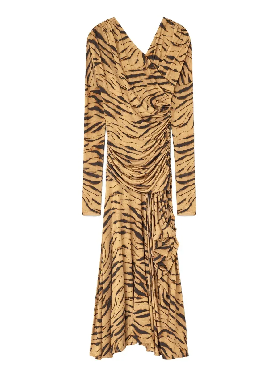 Zebra Print Viscose Dress by Ganni