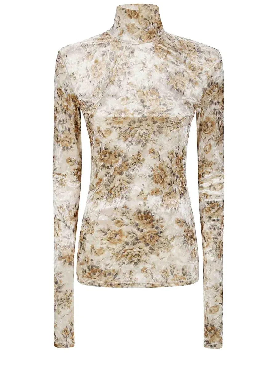Floral Print Recycled Polyester Blouse by Ganni