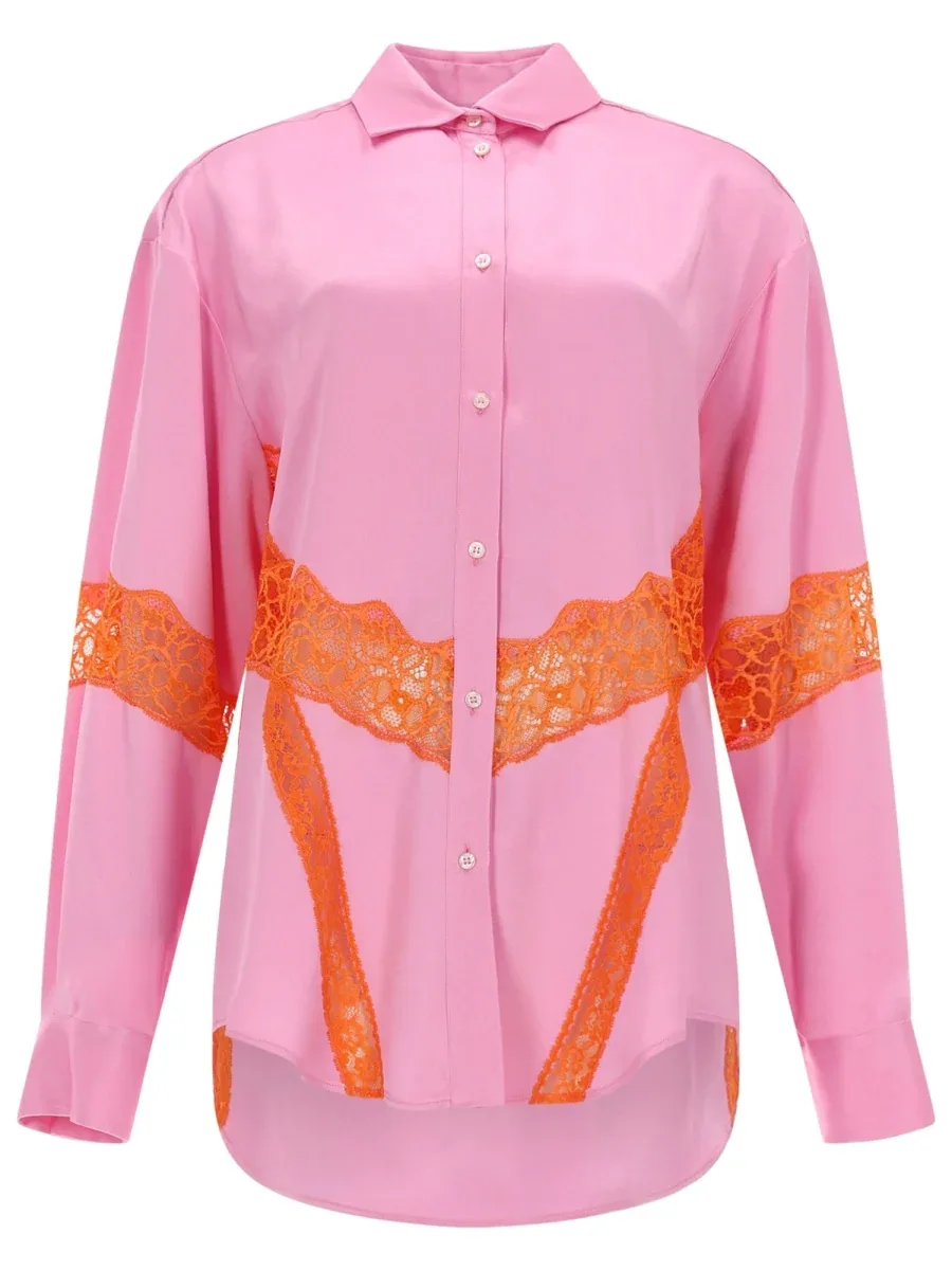 Lace Insert Shirt by MSGM