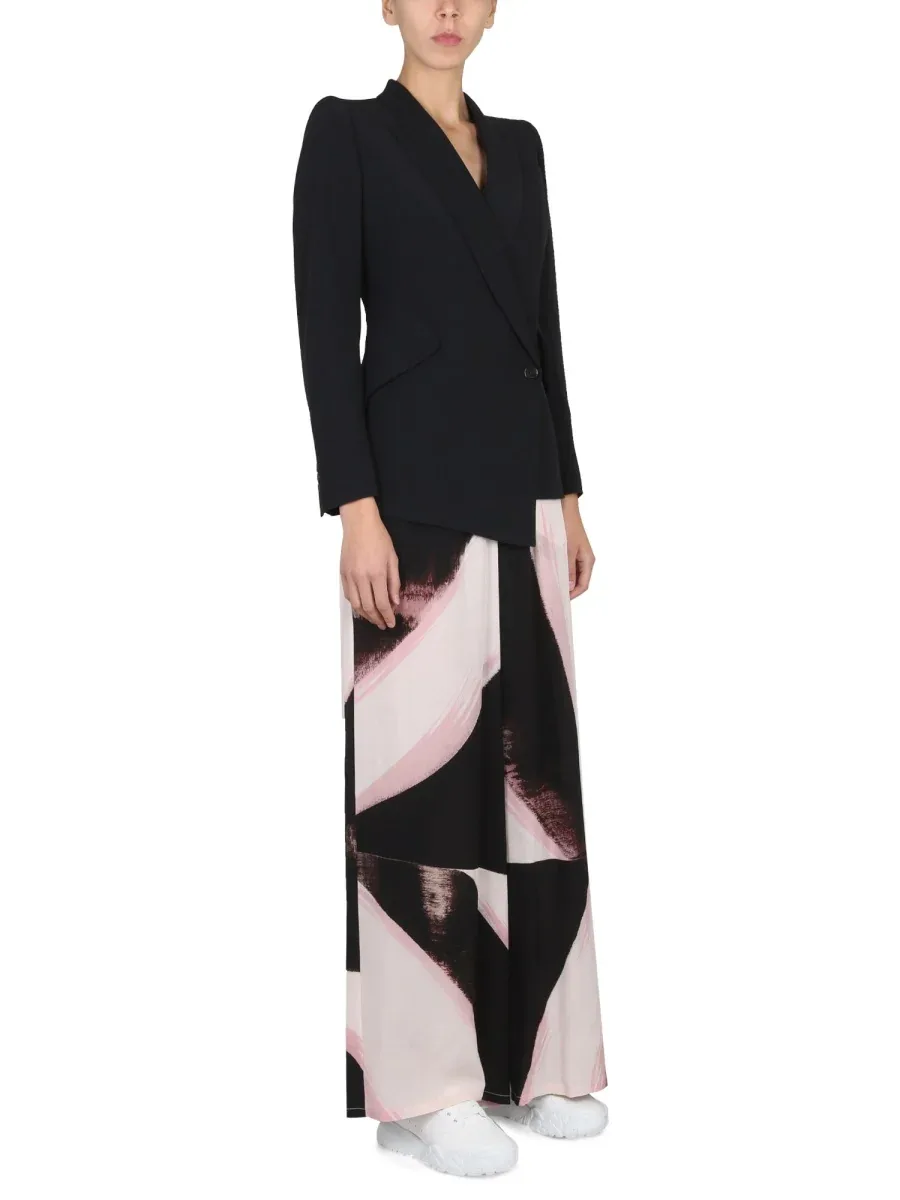 Brushstroke Graphic Silk Trousers by alexander mcqueen