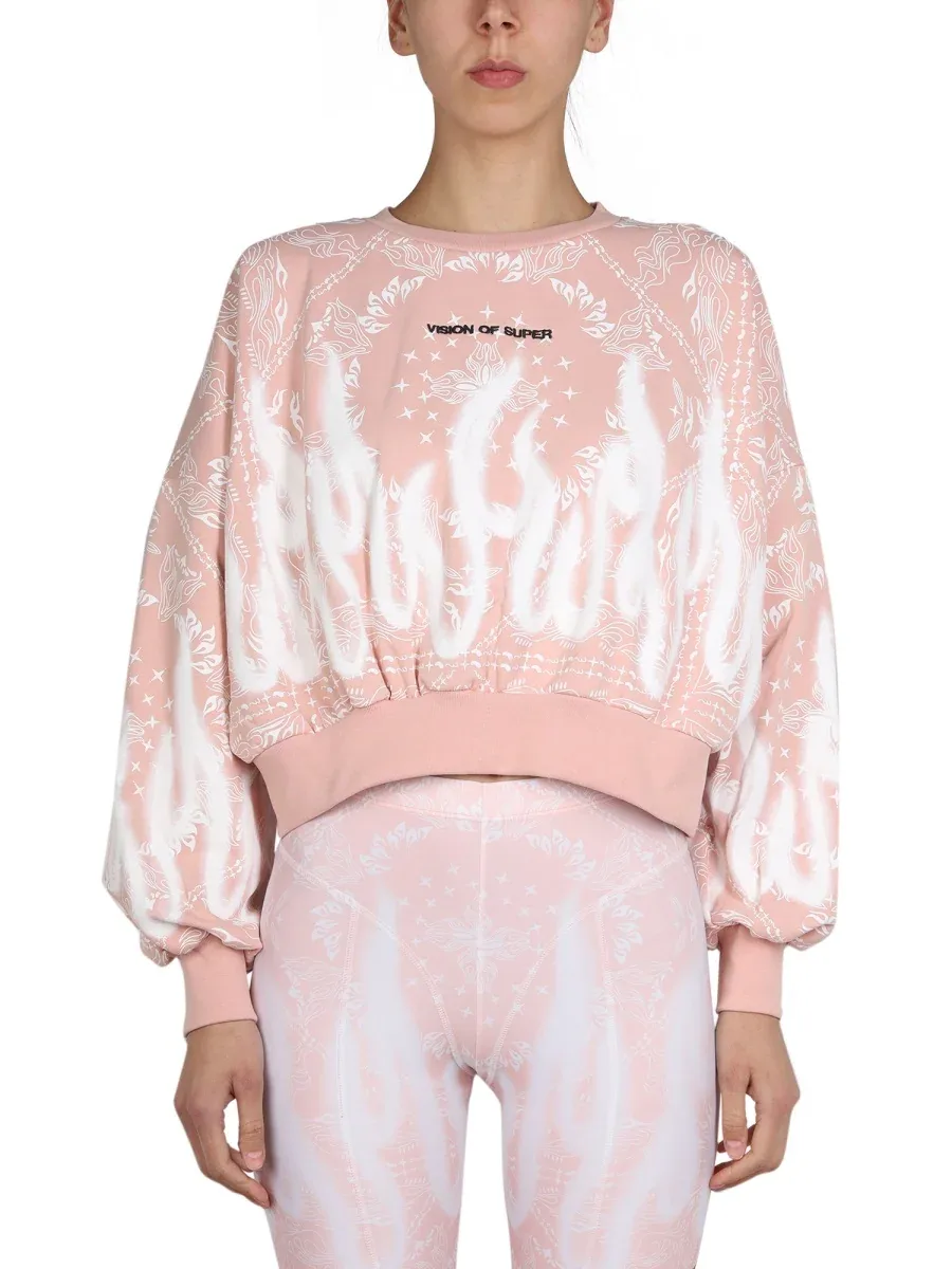Paisley Pattern Cotton Sweatshirt by Vision Of Super