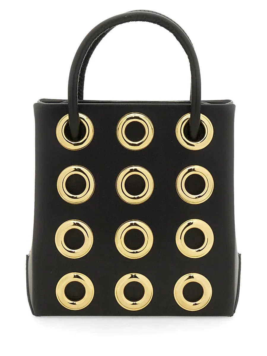 Eyelet-Embellished Leather Shoulder Bag by Moschino