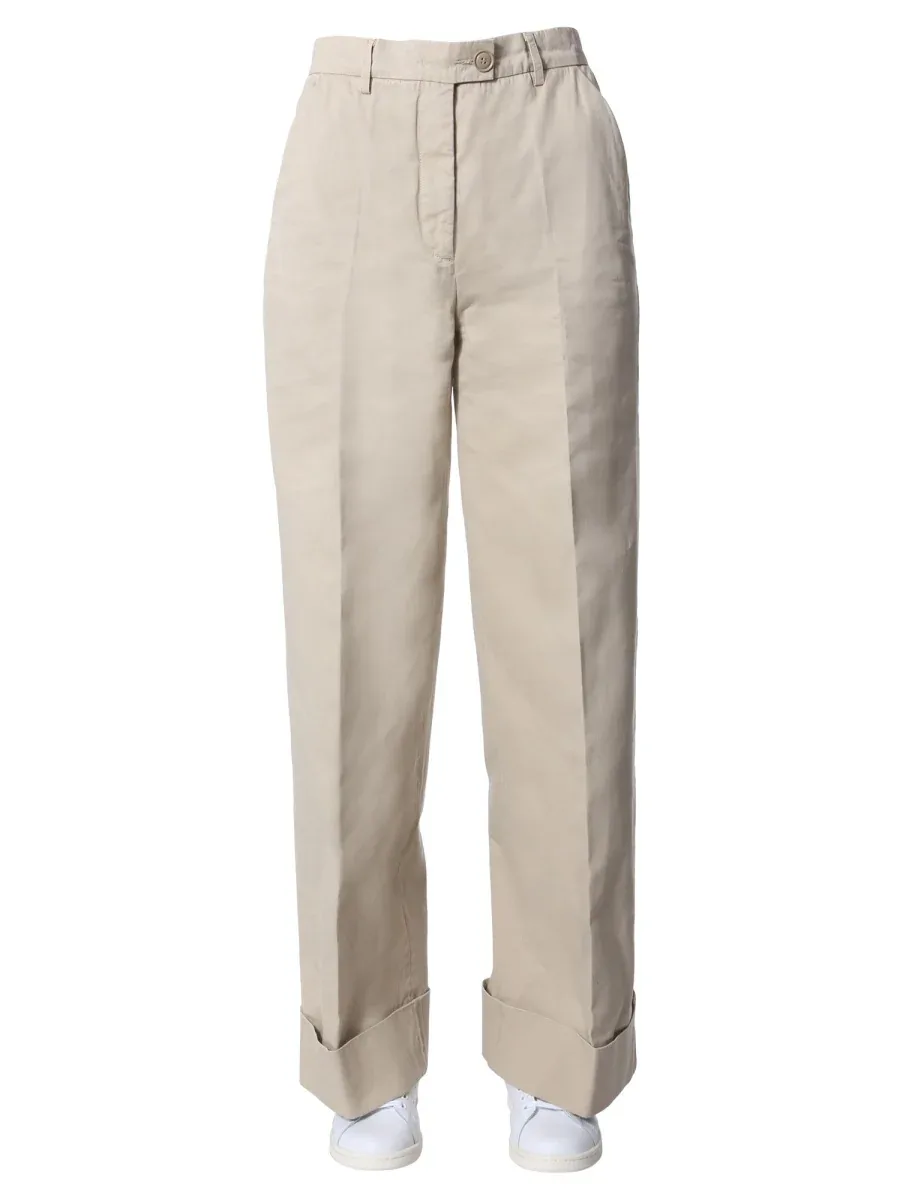 Wide-Leg Cotton Trousers by Aspesi