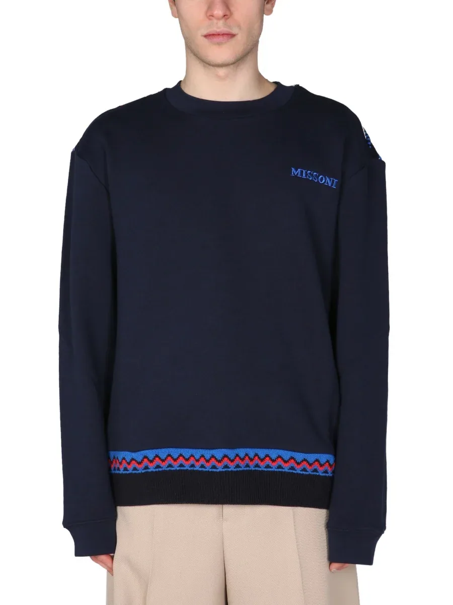 Chest Embroidery Crew Neck Sweatshirt by Missoni