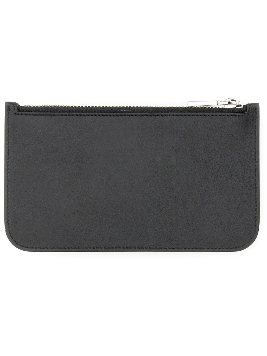 Logo-Emblem Leather Clutch by Dsquared2