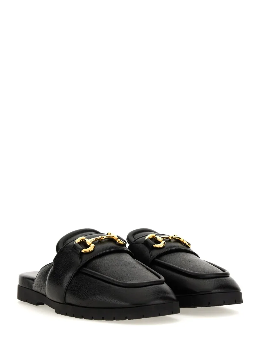 Clamp-Detail Leather Sabot by Gucci