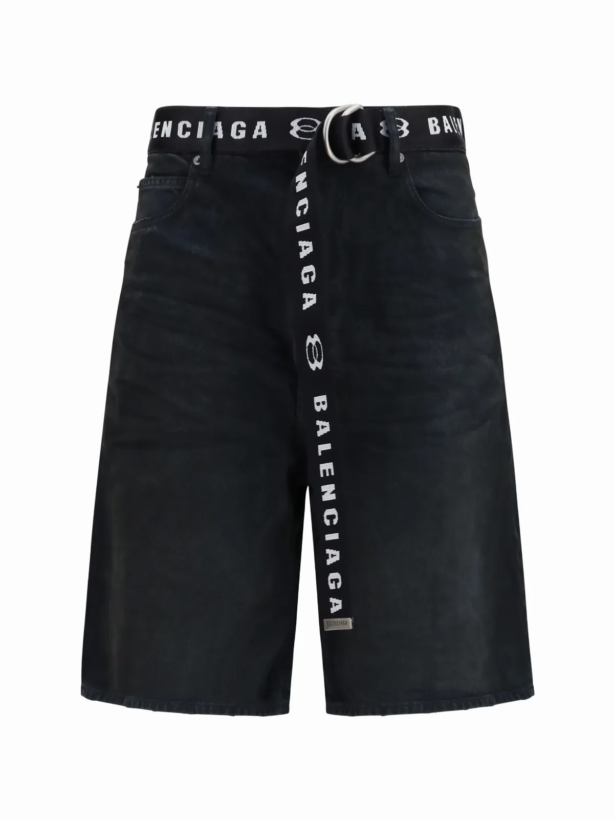 Belted Denim Bermuda Shorts by Balenciaga