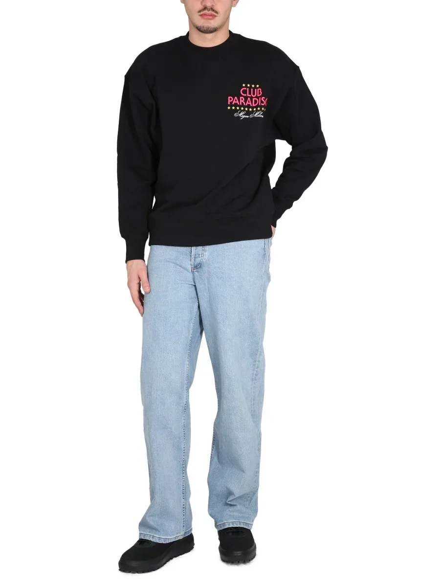 Logo-Print Cotton Sweatshirt by MSGM